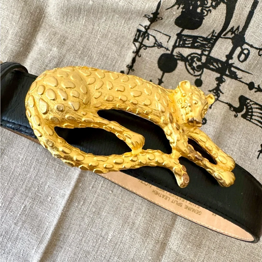 Gail Labelle leather leopard buckle belt - Picture 2 of 9